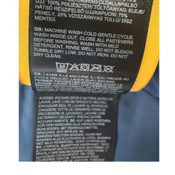 The North Face Puffer Jacket Belleview Down Mens Medium Blue Hoodie Stretch - Picture 11 of 13